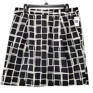Gap Black White Mini Skirt Preppy Geometric Plaid Aline NEW $49 Womens Size 10
